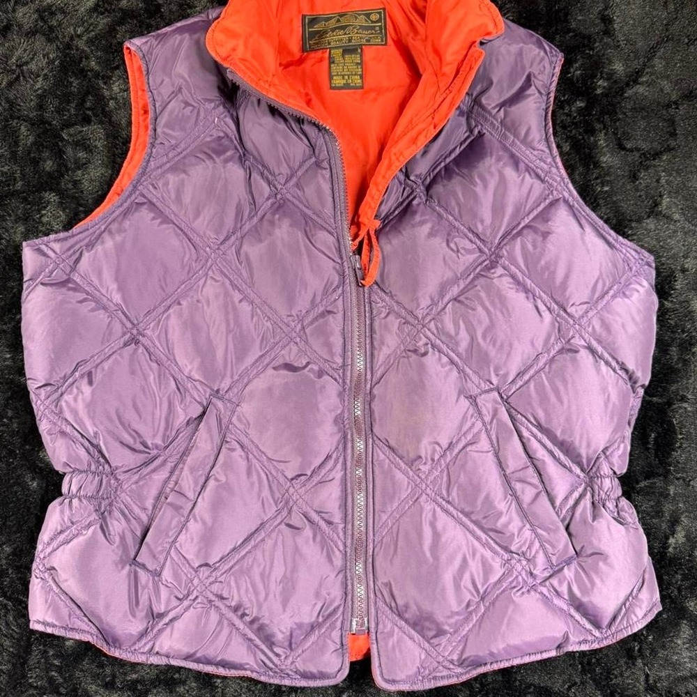 Y2K Eddie Bauer Goose Down Puffer Vest Purple Orange Women's L